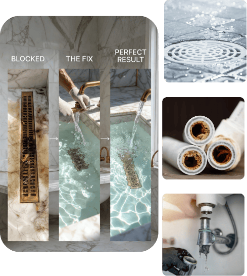 Blocked and unblocked drain