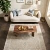 Cream Medallion Rug – Wide frame, diamond medallion