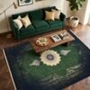 Green Vintage Medallion Rug – Distressed vintage green, single medallion