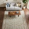 Grey All-Over Rug – All-over floral, pastel pink