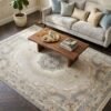 Silver Medallion Rug – Greek-key field, round medallion
