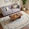 Silver Lilac Medallion Rug – Lilac and gold oval medallion
