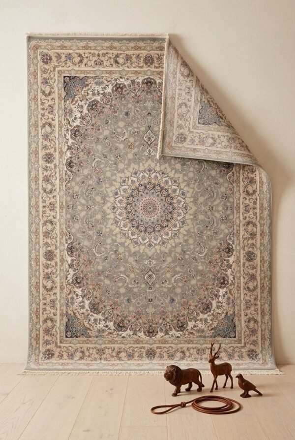 Grey Medallion Rug – Classic star medallion, all-over floral