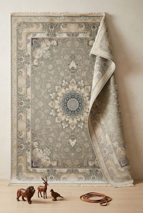 Grey Medallion Rug – Star medallion, grey-blue border