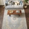 Grey Medallion Rug – Gold frame, inner panel medallion