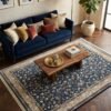 Navy All-Over Rug – All-over small floral, rust border