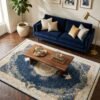 Blue Medallion Rug – Oval medallion, cream border
