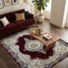 Red Medallion Rug – Cream border, round centre medallion