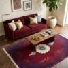 Red Vintage Medallion Rug – Distressed vintage red, single medallion